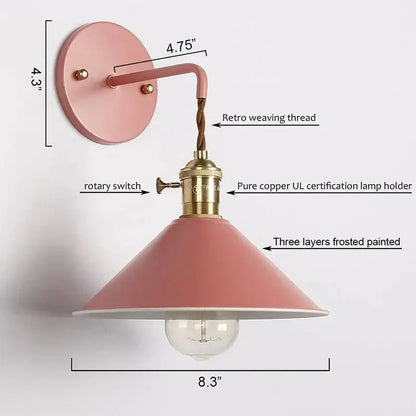 Vintage pastel wall light with brass fixture – bedroom led iron art
