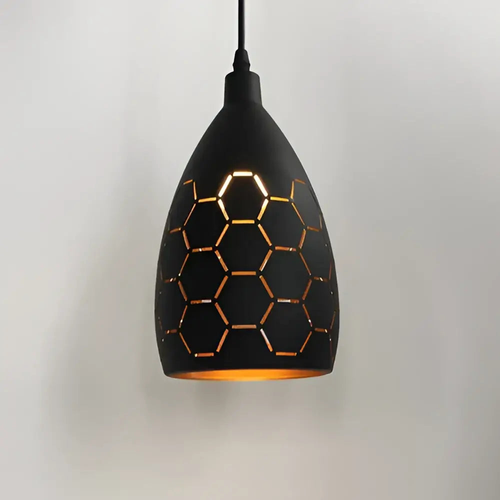 Modern black and gold iron cage pendant light dining room