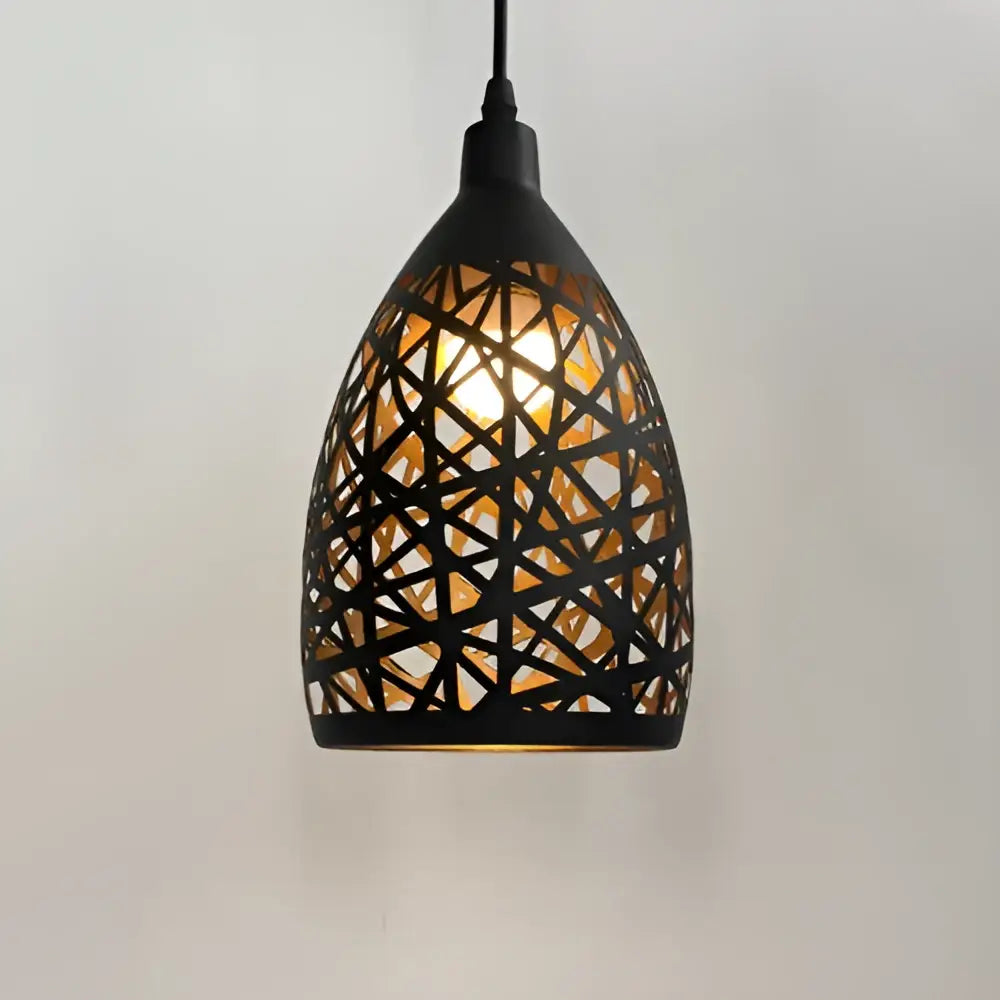 Modern black and gold iron cage pendant light dining room