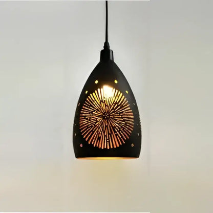 Modern black and gold iron cage pendant light dining room