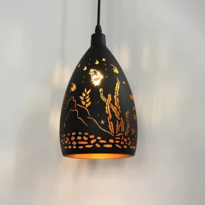 Modern black and gold iron cage pendant light dining room