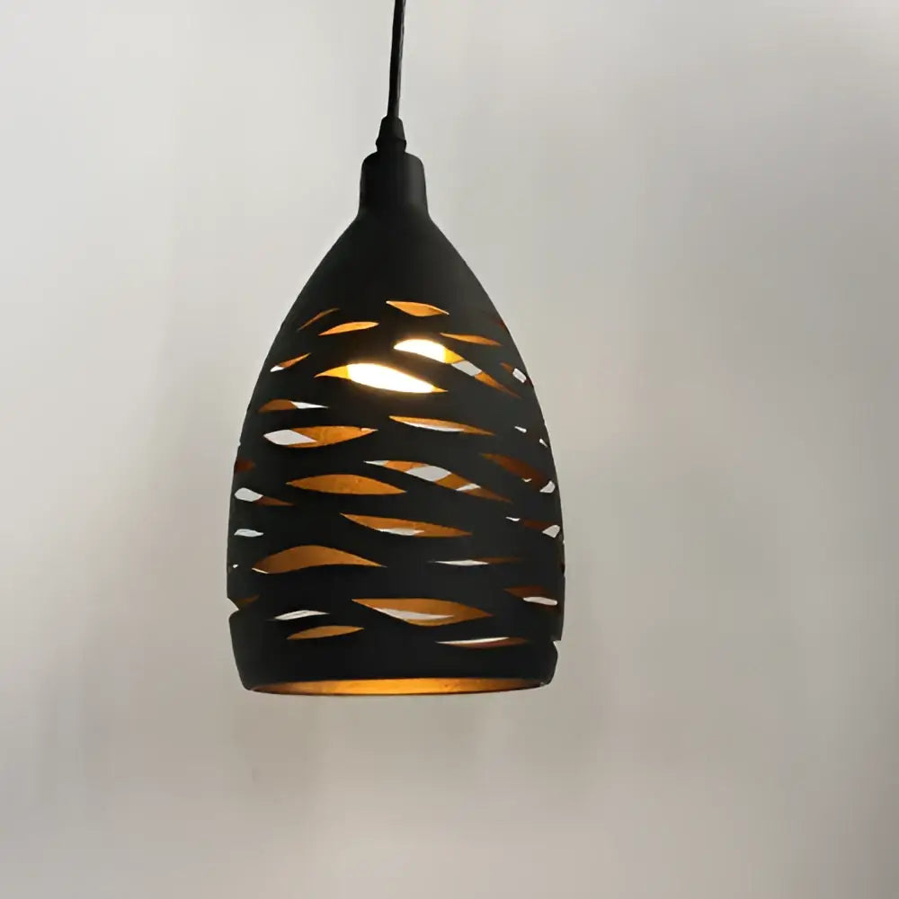 Modern black and gold iron cage pendant light dining room
