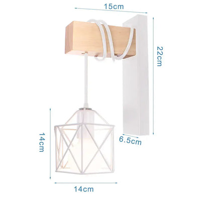 Geometric black iron cage wall light for bedroom decor