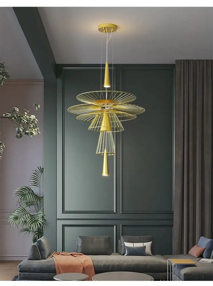 Modern golden flower iron pendant chandelier for dining room