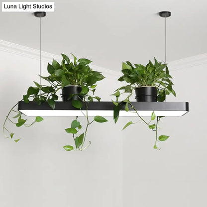 Modern rectangular black & white led island light kitchen plant pendant