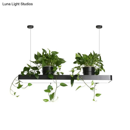 Modern rectangular black & white led island light kitchen plant pendant