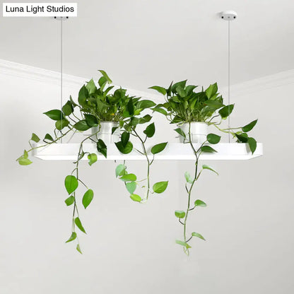 Modern rectangular black & white led island light kitchen plant pendant