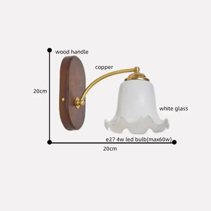 Vintage brass and wood led japanese style wall lights bedroom lamp