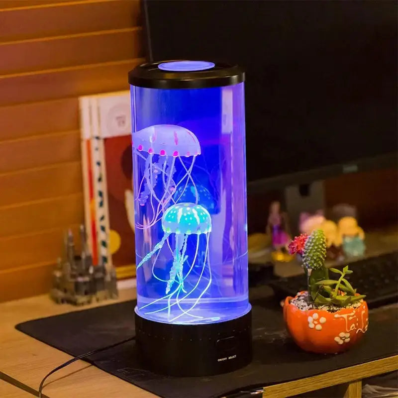 Color changing led jellyfish lamp bedroom aquarium mood light