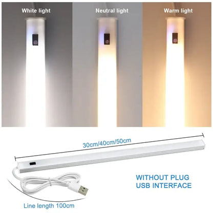 Sleek white led kitchen cabinet light with motion sensor