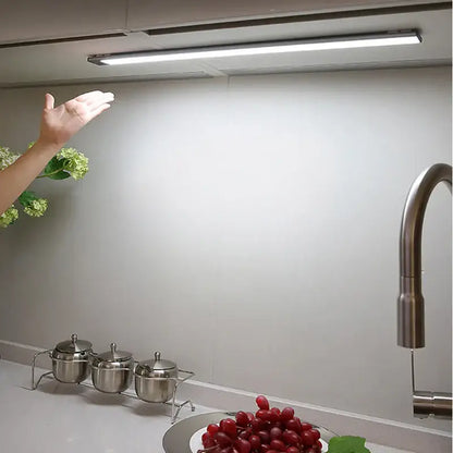 Sleek white led kitchen cabinet light with motion sensor
