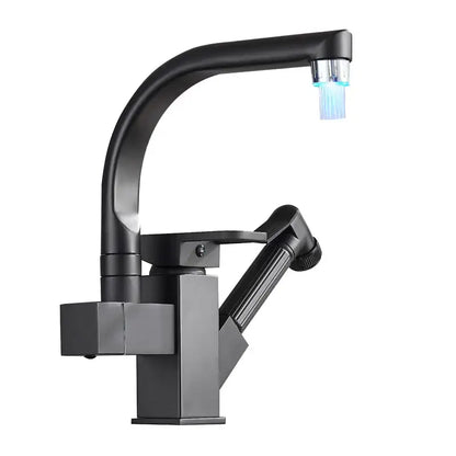 Modern stainless steel led kitchen faucet mixer with pull out spray