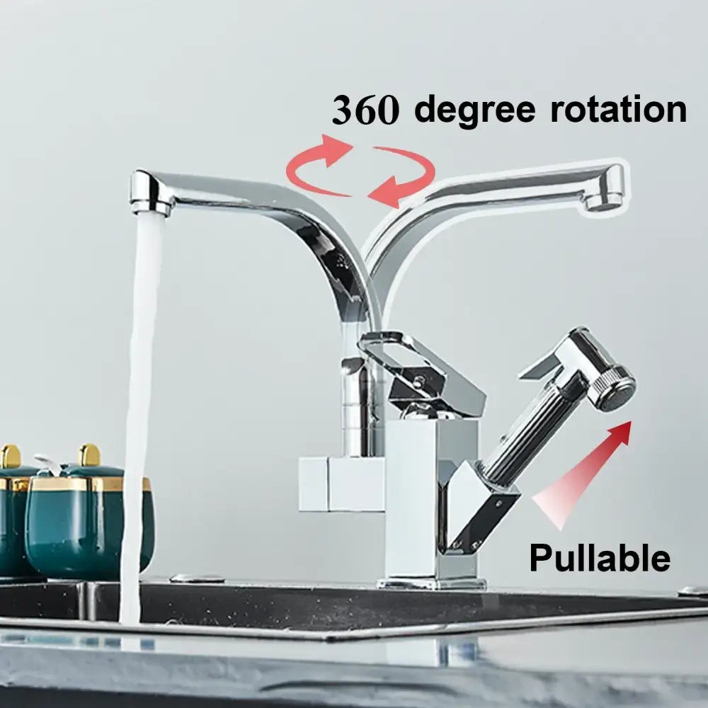 Modern stainless steel led kitchen faucet mixer with pull out spray