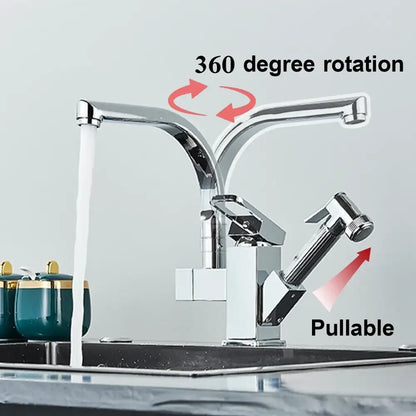 Modern stainless steel led kitchen faucet mixer with pull out spray