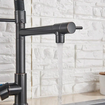 Matte black led kitchen faucet pull down mixer tap with coiled hose