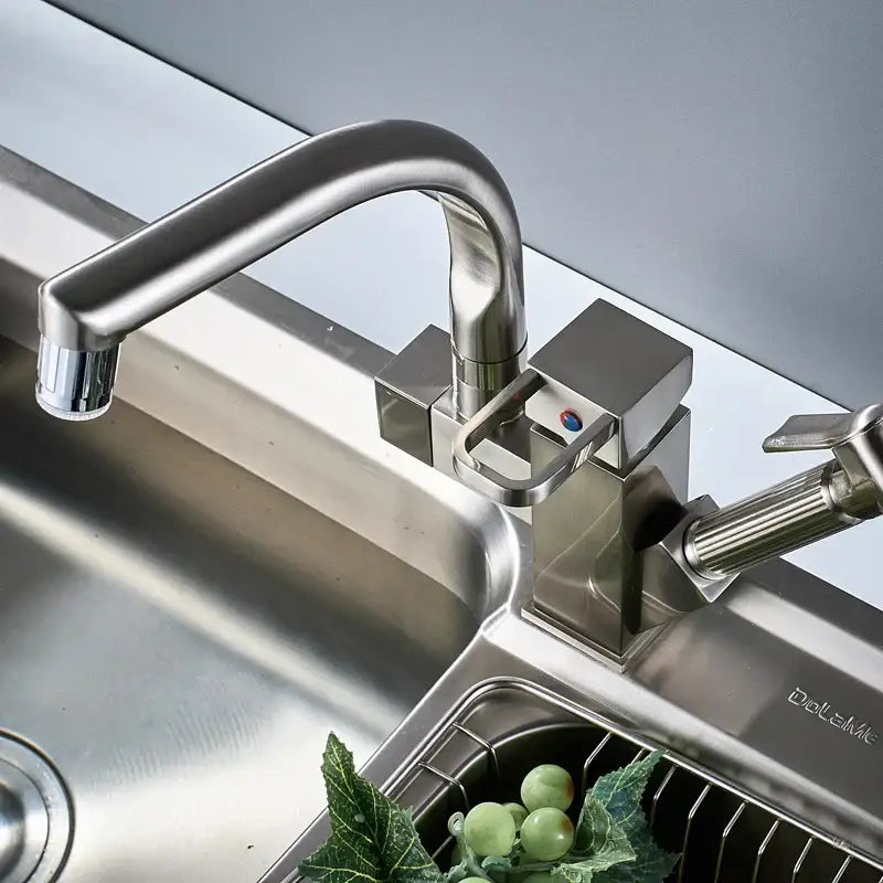 Modern stainless steel led kitchen faucet with pull out sprayer