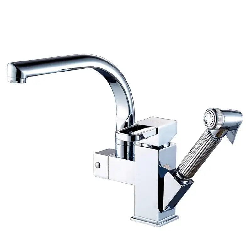 Modern stainless steel led kitchen faucet with pull out sprayer