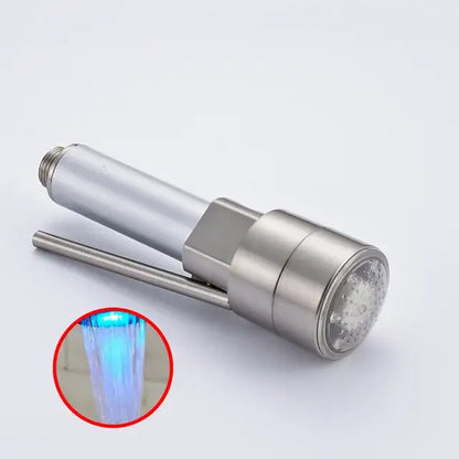 Modern gold led kitchen faucet spray head with teal nozzles