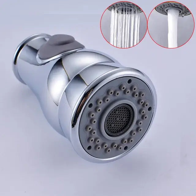 Modern gold led kitchen faucet spray head with teal nozzles