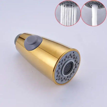 Modern gold led kitchen faucet spray head with teal nozzles