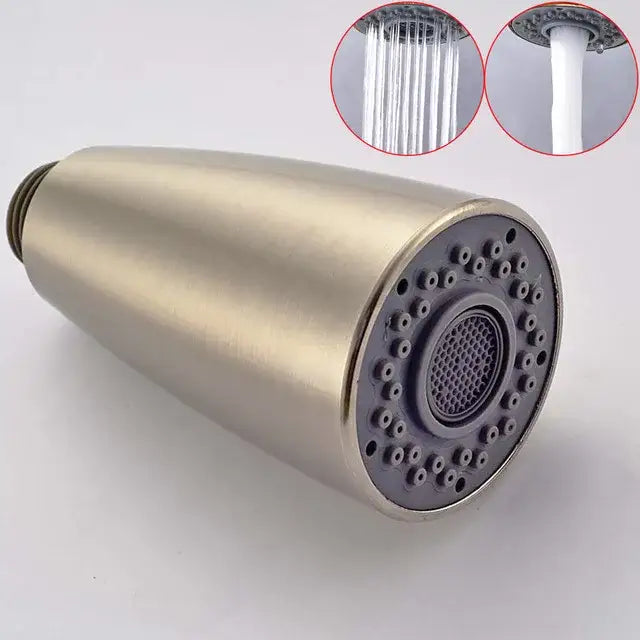 Modern gold led kitchen faucet spray head with teal nozzles