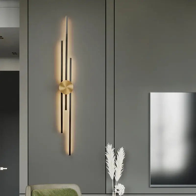 Modern gold and black long wall lamp for living room