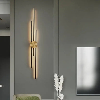 Modern gold and black long wall lamp for living room