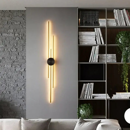 Modern gold and black long wall lamp for living room