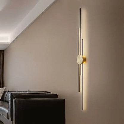 Modern gold and black long wall lamp for living room