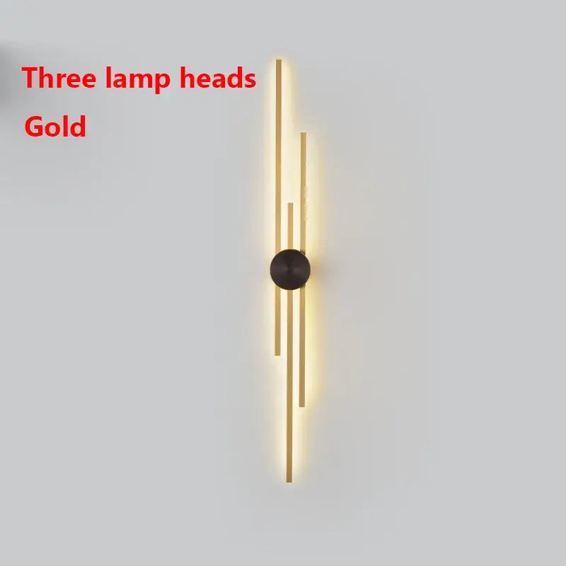 Modern gold and black long wall lamp for living room