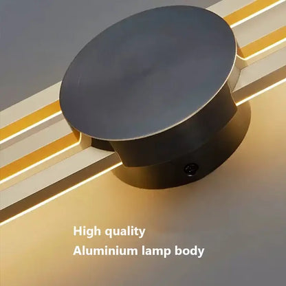 Modern gold and black long wall lamp for living room