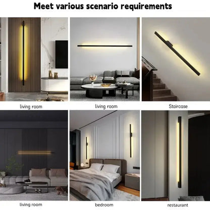 Modern black long wall lamp – living room led light fixture