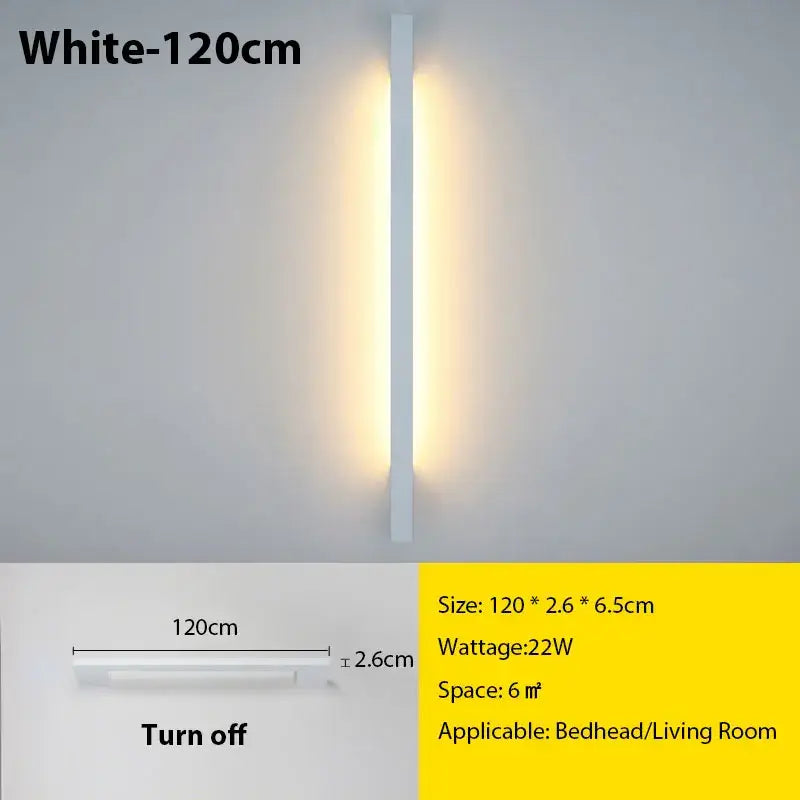 Modern black led long wall lamp bedroom minimalist sconce