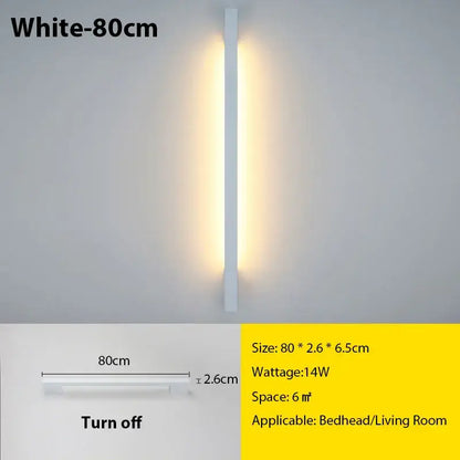Modern black led long wall lamp bedroom minimalist sconce