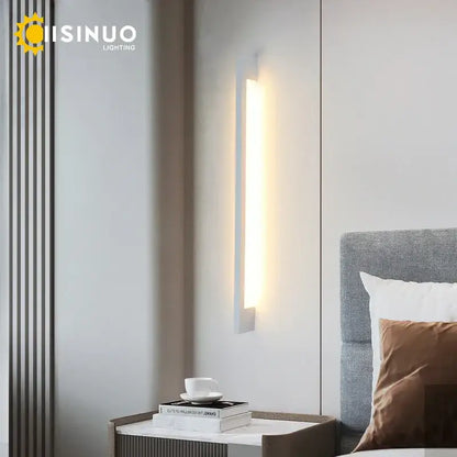 Modern black led long wall lamp bedroom minimalist sconce