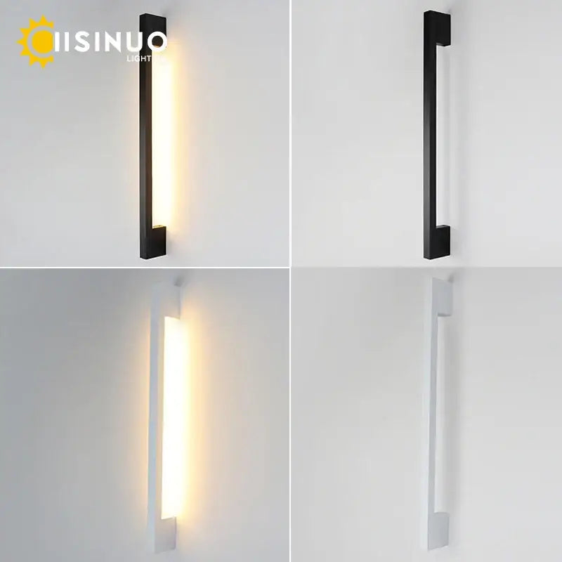 Modern black led long wall lamp bedroom minimalist sconce