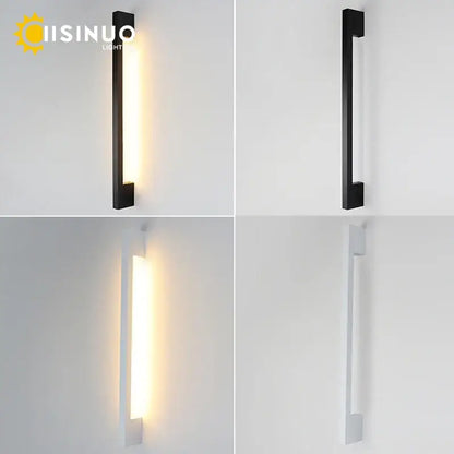 Modern black led long wall lamp bedroom minimalist sconce