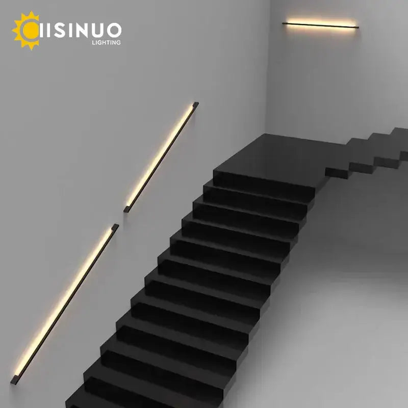 Modern black led long wall lamp bedroom minimalist sconce