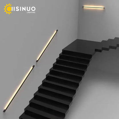Modern black led long wall lamp bedroom minimalist sconce