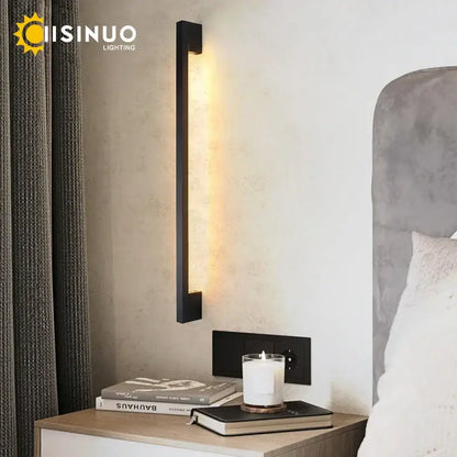 Modern black led long wall lamp bedroom minimalist sconce