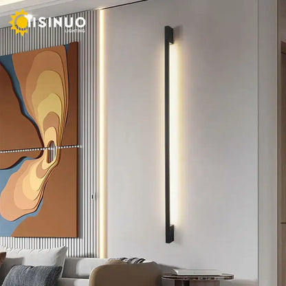 Modern black led long wall lamp bedroom minimalist sconce