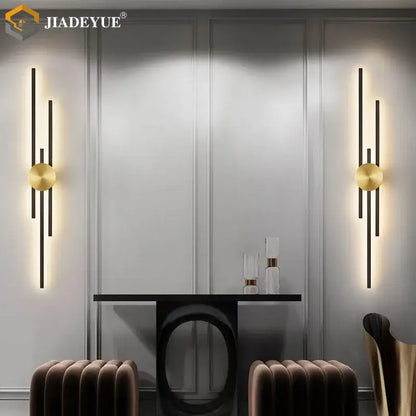 Modern black & gold led long wall lamp living room sconce