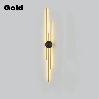 Modern black & gold led long wall lamp living room sconce