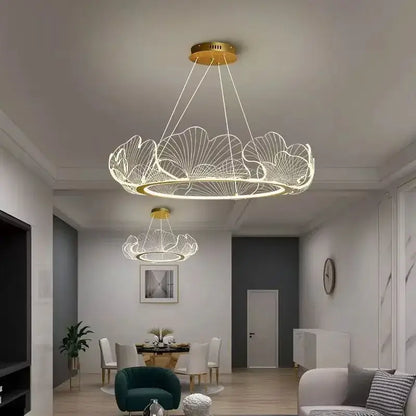 Modern golden led lotus leaf chandelier dining room pendant light