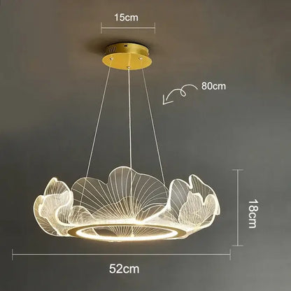 Modern golden led lotus leaf chandelier dining room pendant light
