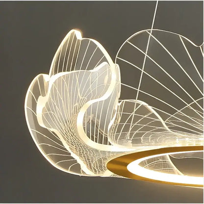 Modern golden led lotus leaf chandelier dining room pendant light