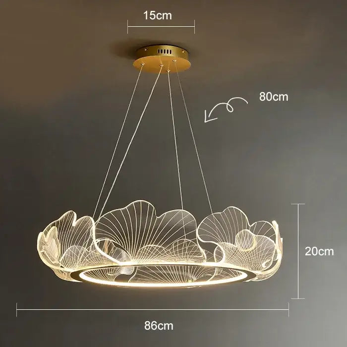 Modern golden led lotus leaf chandelier dining room pendant light