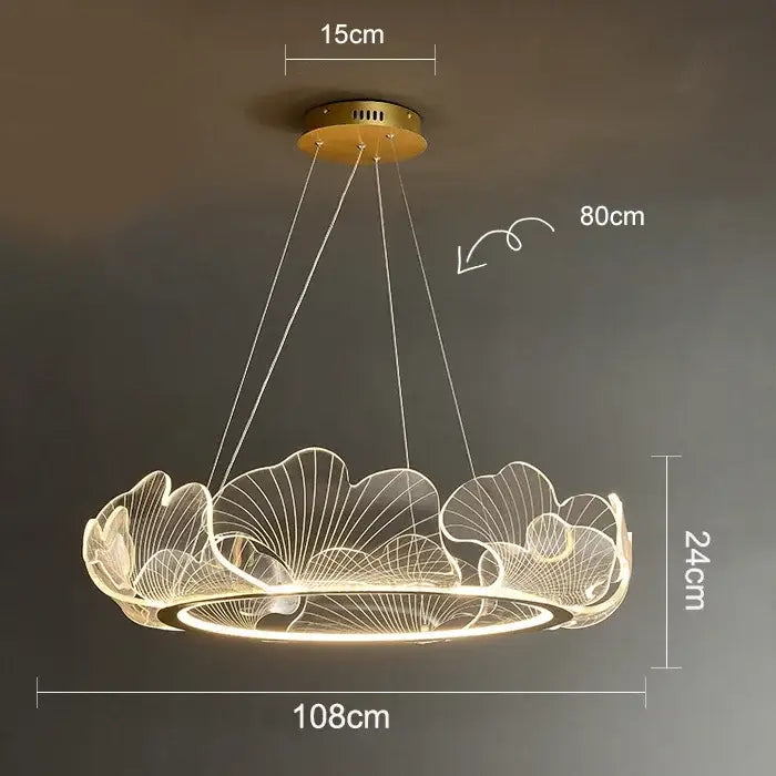Modern golden led lotus leaf chandelier dining room pendant light