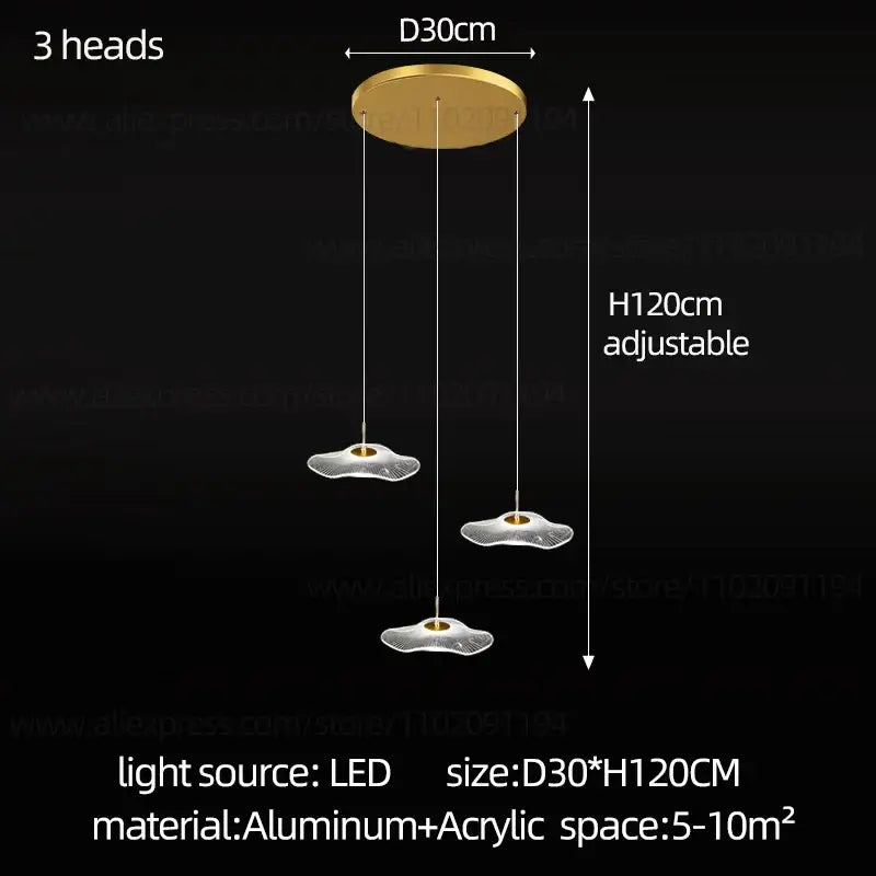 Modern white and gold led lotus staircase chandelier for hotel lobby