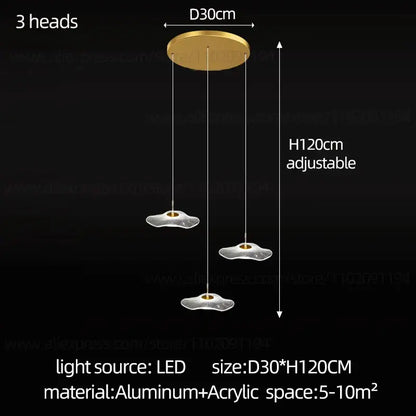Modern white and gold led lotus staircase chandelier for hotel lobby
